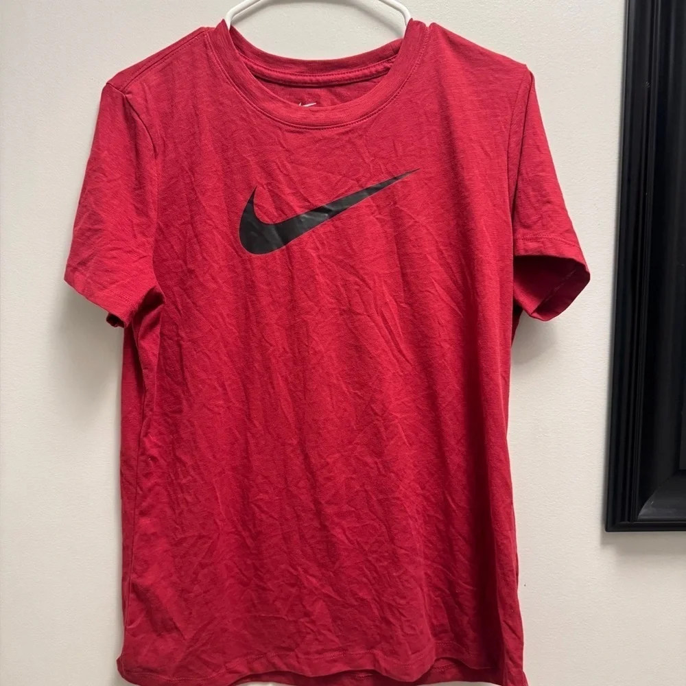 Nike The Nike Tee Dri-Fit Short Sleeve Tee - Dark Red with Black Swoosh L